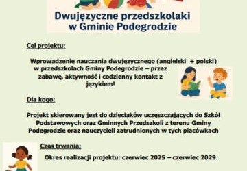 Rekrutacja dzieci do projektu  „Let’s play! Dwujęzyczne przedszkolaki w Gminie Podegrodzie”!
