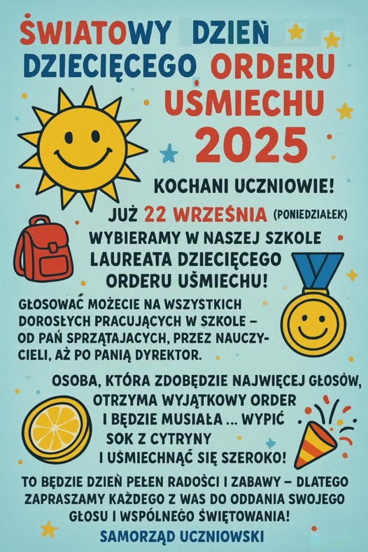 Światowy Dzień Dziecięcego Orderu Uśmiechu 21.09.2025!