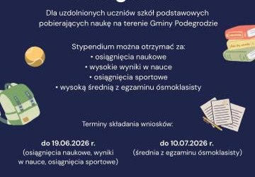 Stypendium Wójta Gminy Podegrodzie dla uzdolnionych uczniów!
