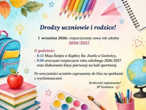 Rozpoczynamy nowy rok szkolny 2026/2027!