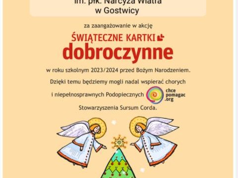 Podziękowanie za akcję „Świąteczne Kartki Dobroczynne"
