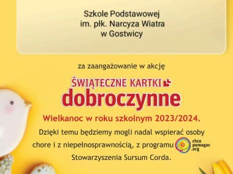 Kolejne akcje charytatywne: Świąteczna Paczka Dobra dla podopiecznych Sursum Corda i Świąteczne Kartki Dobroczynne - zakończone!!