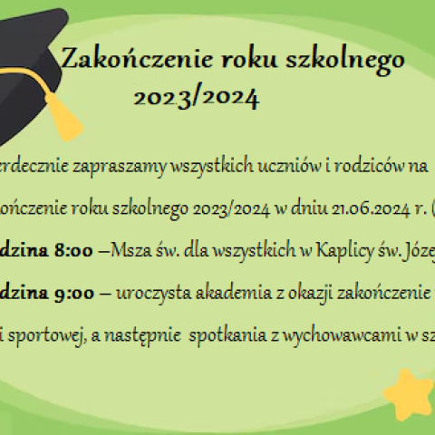 Zakończenie roku szkolnego 2023/2024