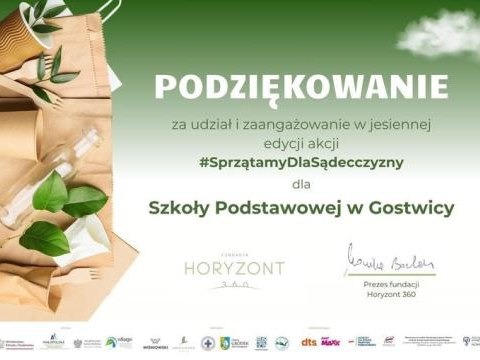 Podziękowanie za akcję "Sprzątamy dla Sądecczyzny 2024"