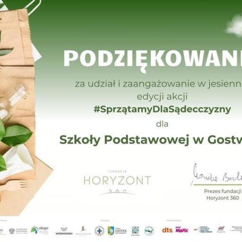 Podziękowanie za akcję "Sprzątamy dla Sądecczyzny 2024"